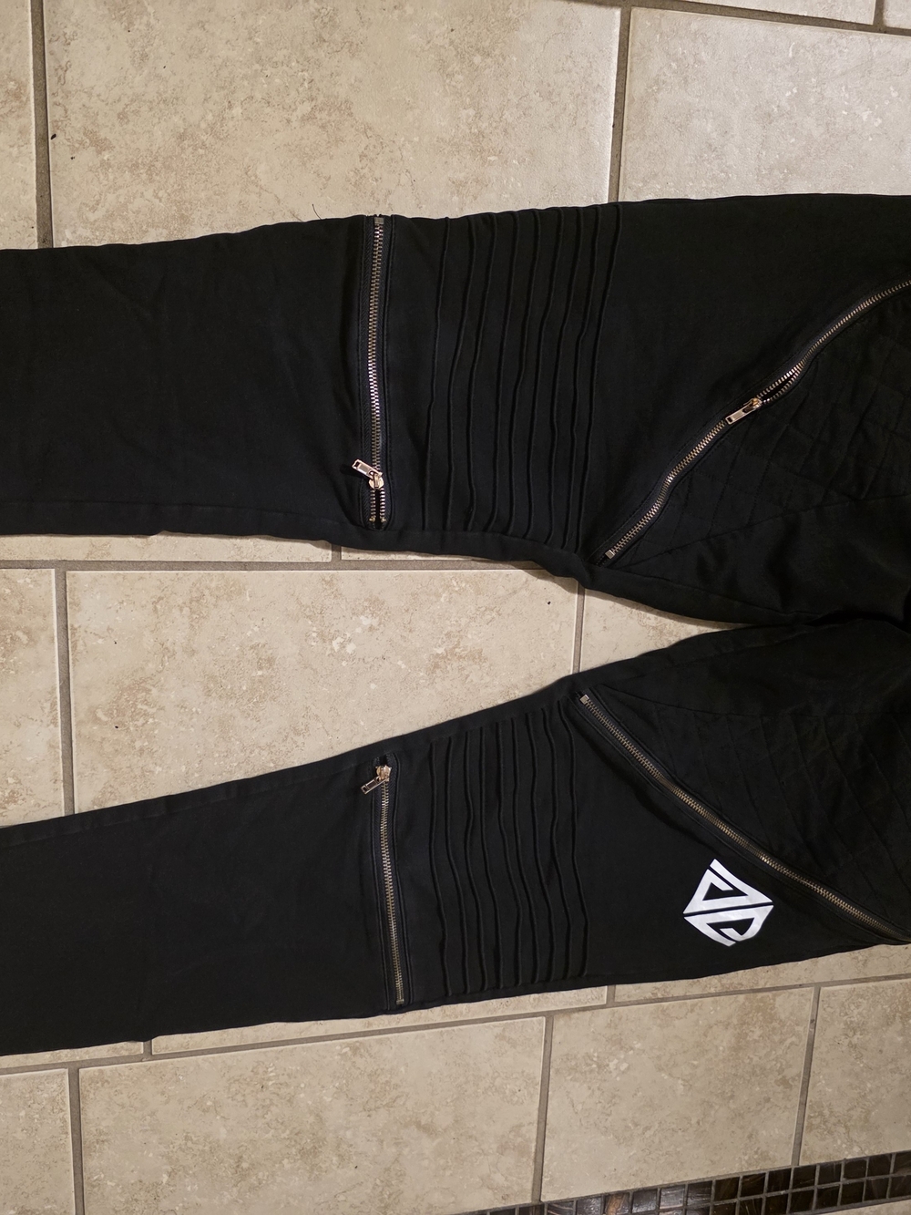 Black Moto-Style Jogger Sweatpants with Zip Accents